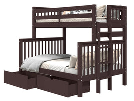 Bunk Bed Twin over Full End Ladder in Dark Cherry with 2 Drawers for only $699