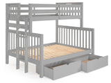 Twin over Full Bunk Bed Gray with End Ladder and Drawers