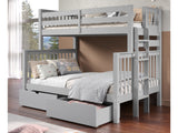 Enhance your kids bedroom with this Twin over Full Bunk Bed with End Ladder and 2 Under Bed Drawers in Gray