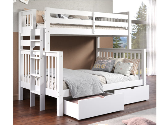 White BK961EL bunk bed can be separated into one twin bed and one full bed