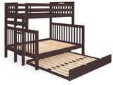 Twin over Full Bunk Bed Dark Cherry with End Ladder and a Full Trundle so 3 beds in total
