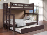 Enhance your kids bedroom with this Twin over Full Bunk Bed with End Ladder and a Full Trundle in Dark Cherry
