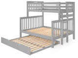 Twin over Full Bunk Bed Gray with 4 Step Ladder and a Full Trundle