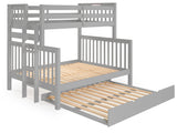 Twin over Full Bunk Bed Gray with End Ladder and a Full Trundle so 3 beds in total
