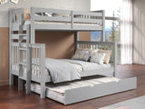 Enhance your kids bedroom with this Twin over Full Bunk Bed with End Ladder and a Full Trundle in Gray