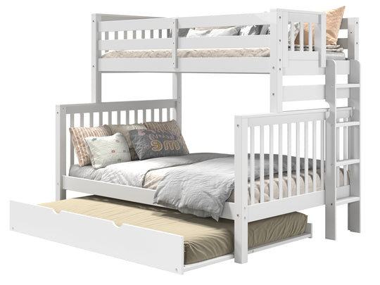 Bunk Bed Twin over Full End Ladder in White with a Full Trundle for only $699