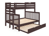 Twin over Full Bunk Bed Dark Cherry with End Ladder and a Full Trundle so 3 beds in total