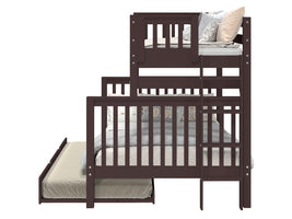 Bunk Beds Twin over Full + Twin Trundle Dark Cherry