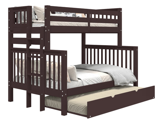 Dark Cherry twin-over-full bunk bed showing ladder placement at either end