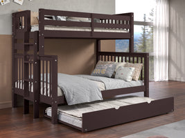 Bunk Beds Twin over Full + Twin Trundle Dark Cherry