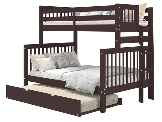 Dark Cherry twin-over-full end-ladder bunk bed with twin trundle