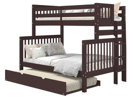 Bunk Beds Twin over Full + Twin Trundle Dark Cherry