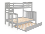 Twin over Full Bunk Bed Gray with End Ladder and a Full Trundle so 3 beds in total