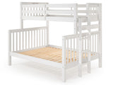 White twin-over-full bunk bed showing the four-step end ladder