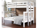 Bedz King white twin-over-full end-ladder bunk bed in a bedroom