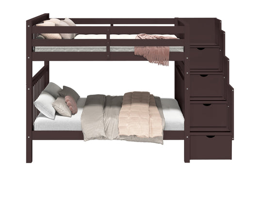 Traditional dark cherry stained finish detail on the BK981 bunk bed