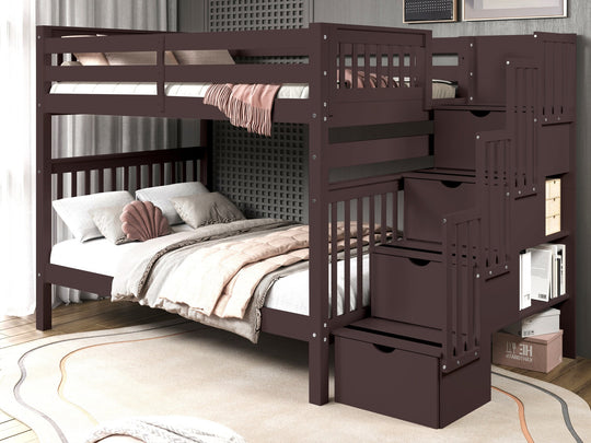 Dark Cherry BK981 bunk bed can be separated into two full-size beds