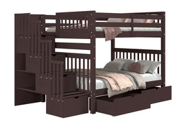 Bunk Bed Full over Full Stairway in Dark Cherry with 2 Under Bed Drawers for only $1098