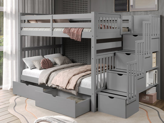 Gray BK981 bunk bed can be separated into two full-size beds