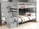 This Full over Full  Bunk Bed with Stairs in Gray will look great in your child's bedroom