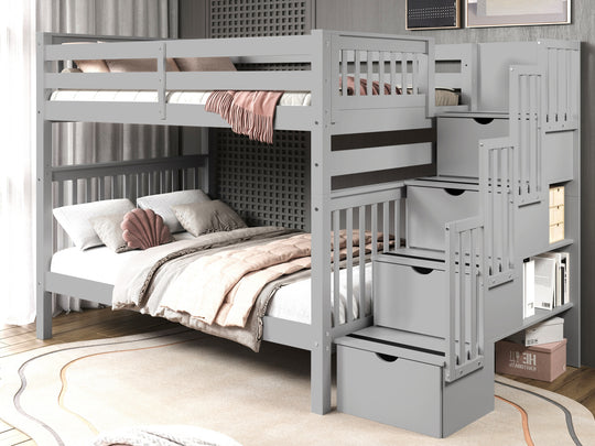 Gray BK981 bunk bed can be separated into two full-size beds