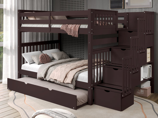 Dark Cherry BK981 bunk bed can be separated into two full-size beds