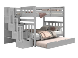 Bunk Bed Full over Full Stairway in Gray with a Twin Trundle for only $1198