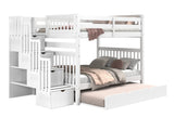 Bunk Bed Full over Full Stairway with Twin Trundle in White for only $1298