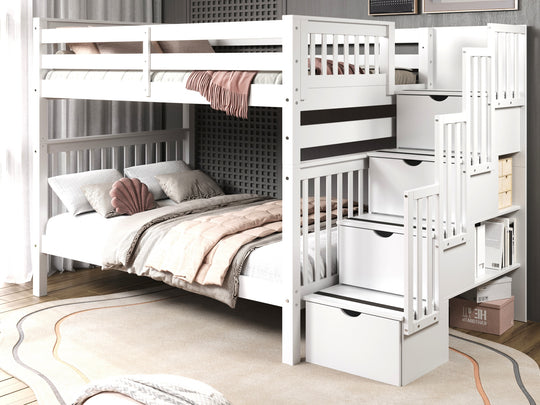 White BK981 bunk bed can be separated into two full-size beds