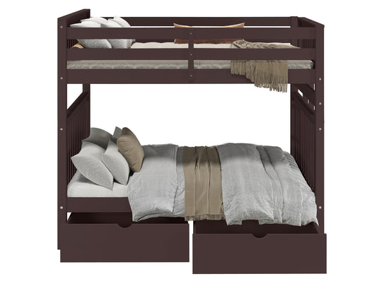 Traditional dark cherry stained finish detail on the BK981EL bunk bed