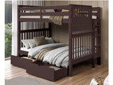 This Full over Full Bunk Bed in Dark Cherry with 2 Under Bed Drawers will look great in your child's bedroom