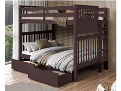 This Full over Full Bunk Bed in Dark Cherry with 2 Under Bed Drawers will look great in your child's bedroom