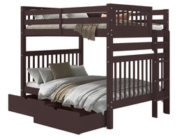 Bunk Bed Full over Full End Ladder in Dark Cherry with 2 Drawers for only $749