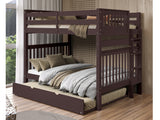 This Full over Full Bunk Bed in Dark Cherry with a Full Trundle will look great in your child's bedroom