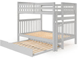 Full over Full Bunk Bed Gray with End Ladder and Full Trundle