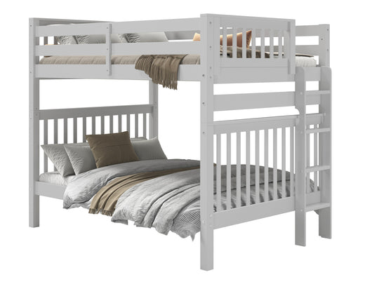 Gray full-over-full end-ladder bunk bed