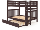 Full over Full Bunk Bed Dark Cherry with End Ladder and Twin Trundle