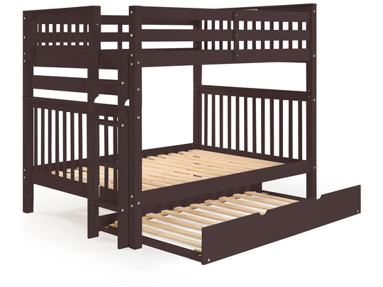 Dark Cherry full-over-full bunk bed showing ladder placement at either end
