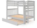 Full over Full Bunk Bed Gray with End Ladder and Twin Trundle