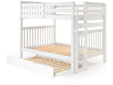 Full over Full Bunk Bed White with End Ladder and Twin Trundle