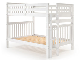 Full over Full Bunk Bed White with End Ladder 