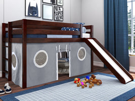 Low Loft Bed with Ladder and Slide in Cherry $299 - $349 with a Tent