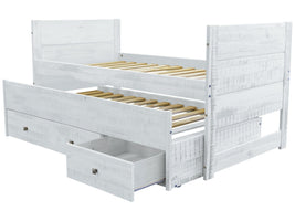 All in One Twin Bed with Twin Trundle and 3 Drawers