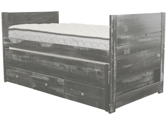 Weathered Gray BK551 twin Captain's bed with trundle and three storage drawers