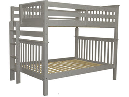 Full over Full Bunk Bed Gray with End Ladder 
