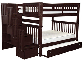 Bunk Bed Full over Full Stairway Dark Cherry with Trundle for only $948