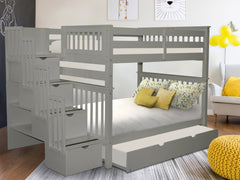 This Full over Full Stairway Bunk Bed with Full Trundle in Gray will look great in your home