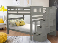 This Full over Full Stairway Bunk Bed in Gray will look great in your home