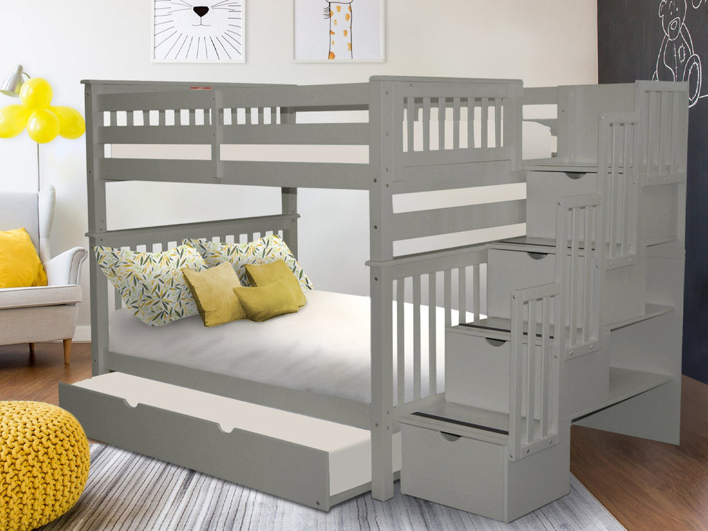 Bunk Beds Full Full Stairway Gray | Twin Trundle $1358