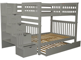Stairway Full over Full Bunk Bed Gray with Trundle